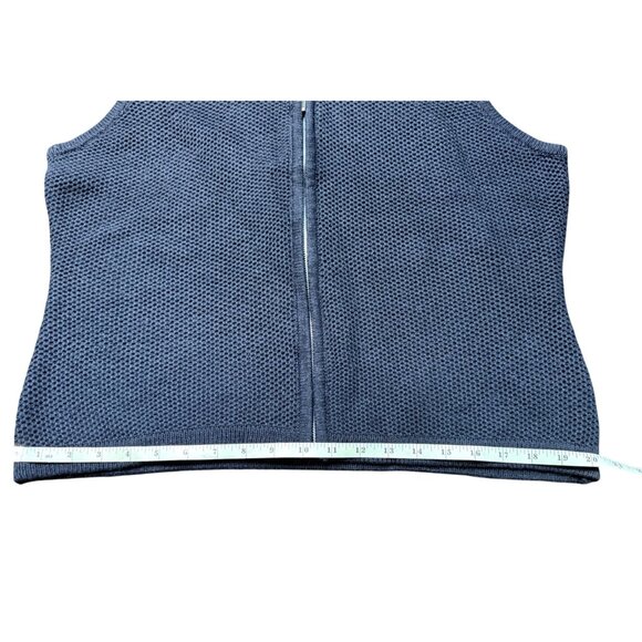 Requirements Womens Navy Blue Waffle Knit Zip Vest Size Large Vintage - Picture 12 of 16